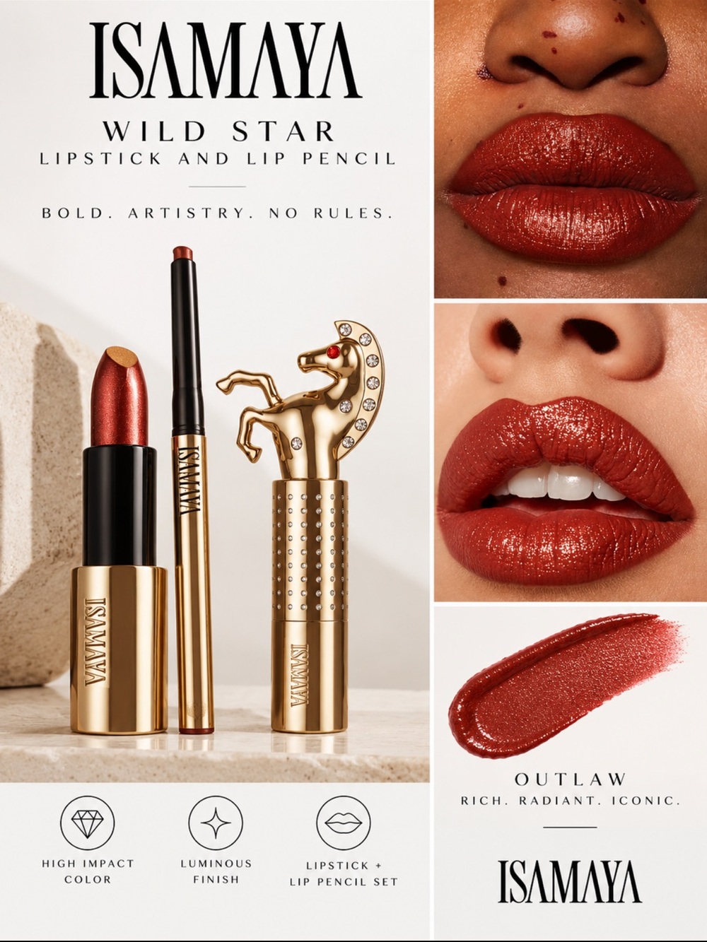 Isamaya Wild Star Outlaw Lipstick & Lip Pencil Set